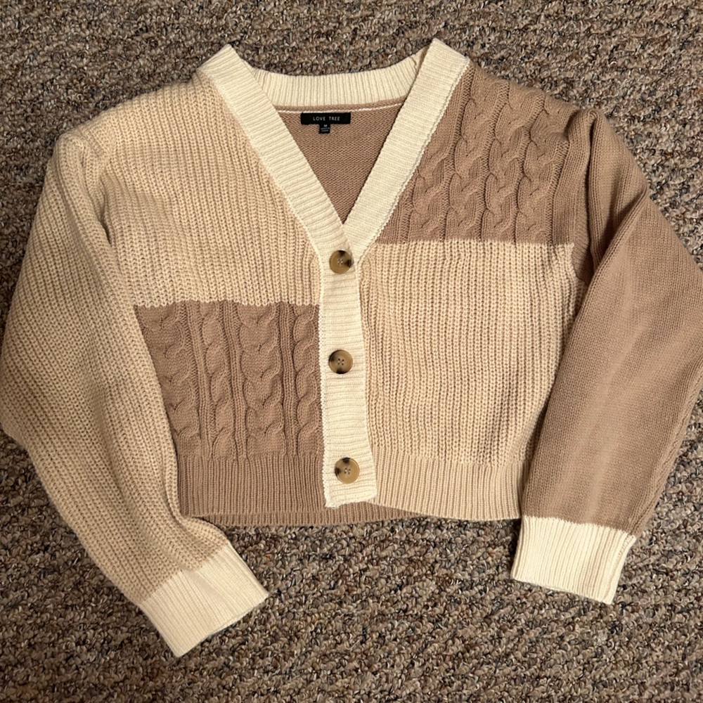 Love Tree Mismatch Sweater Cardigan